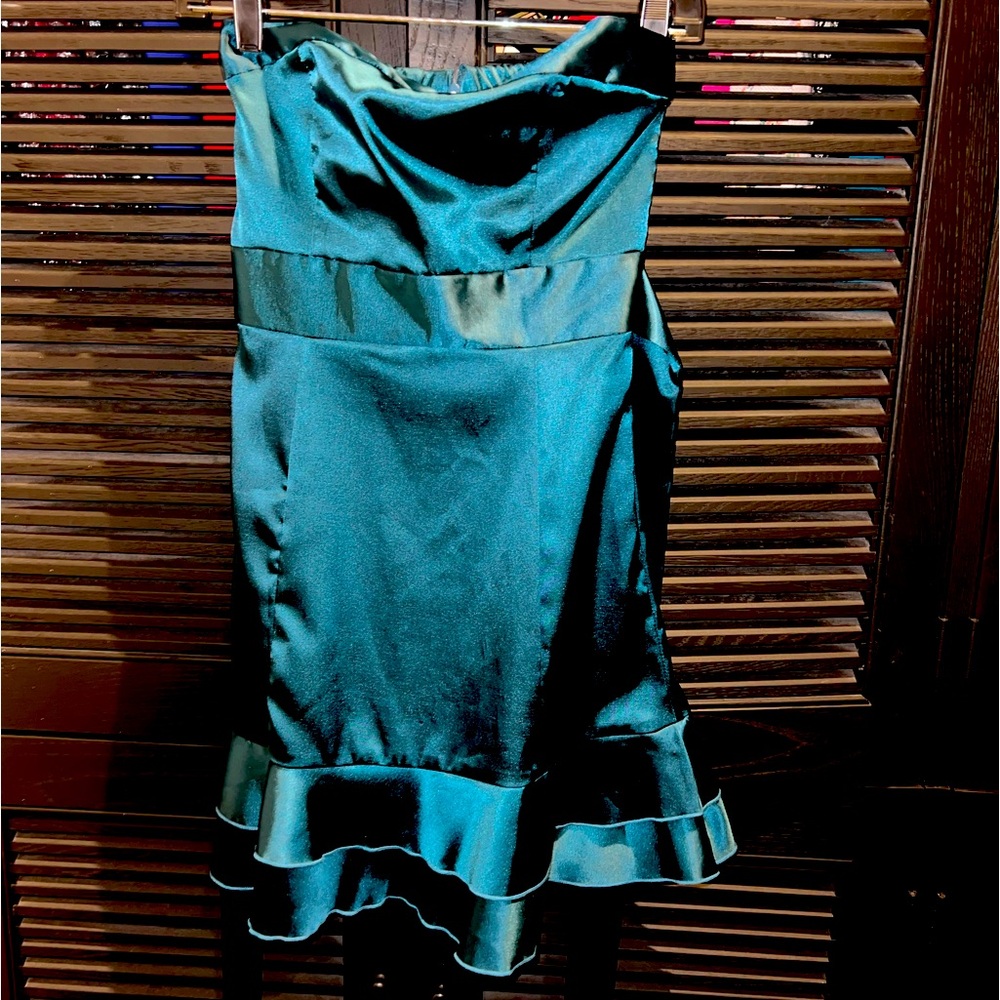NWoT Satin Strapless Turquoise Dress